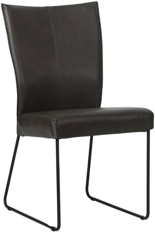 Donkergrijze leren industriële eetkamerstoel - Granada leer, Huis en Inrichting, Stoelen, Eén, Overige kleuren, Nieuw, Leer, Ophalen of Verzenden