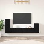 vidaXL Wand TV Kast Wandgemonteerd 4 pcs Zwart eiken Bewerkt, Huis en Inrichting, Minder dan 50 cm, Verzenden, Nieuw, Minder dan 100 cm