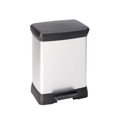 Rechthoekige pedaalemmer Decobin 30 ltr - zilver/Zwart, Huis en Inrichting, Woonaccessoires | Prullenbakken, Nieuw, Verzenden