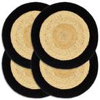 vidaXL Placemats 4 st 38 cm jute en katoen natuurlijk en, Verzenden, Nieuw, Zwart
