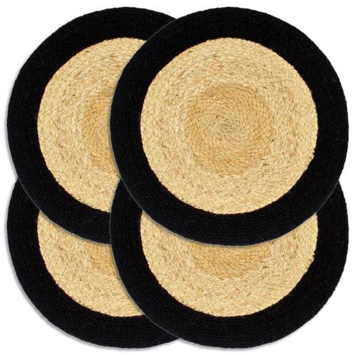 vidaXL Placemats 4 st 38 cm jute en katoen natuurlijk en, Huis en Inrichting, Keuken | Textiel, Zwart, Nieuw, Verzenden