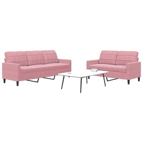 vidaXL 2-delige Loungeset met kussens fluweel roze, Huis en Inrichting, Banken | Bankstellen, Nieuw, Stof, Vierpersoons of meer
