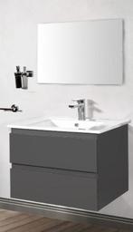 Badmeubel 100 x 46 cm hoogglans grijs met keramische, Ophalen of Verzenden, Nieuw, Bad