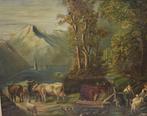 Belgische school (XIX) - Landschap met hoevedieren, Antiek en Kunst