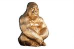 Decoratief Gorilla-figuur KONG 40cm goud handgemaakt metalen, Ophalen of Verzenden, Nieuw