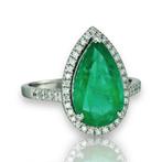 Ring Platina - 3.77ct. tw. Smaragd - Diamant - Trouwring, Sieraden, Tassen en Uiterlijk, Ringen, Nieuw