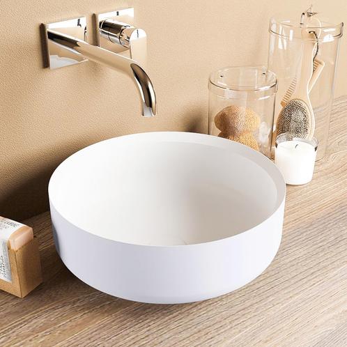 MONDIAZ COSS Waskom solid surface 36cm kleur Cale / Talc, Doe-het-zelf en Verbouw, Sanitair, Overige typen, Nieuw, Ophalen of Verzenden