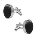 Fako Bijoux - Manchetknopen - Staal & Zijde - Ø 16mm - Zwart, Verzenden, Nieuw