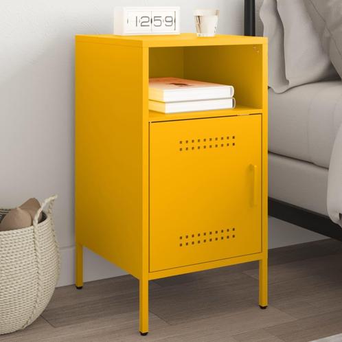 vidaXL Nachtkastje 36x39x68 cm staal mosterdgeel, Huis en Inrichting, Slaapkamer | Nachtkastjes, Nieuw, Metaal of Aluminium, Verzenden