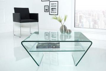 Moderne glazen salontafel FANTOME 70cm trapeziumvormig met