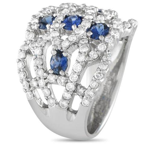 Ring Platina, Platina 1.40ct Diamant en Saffier Ring -, Sieraden, Tassen en Uiterlijk, Ringen