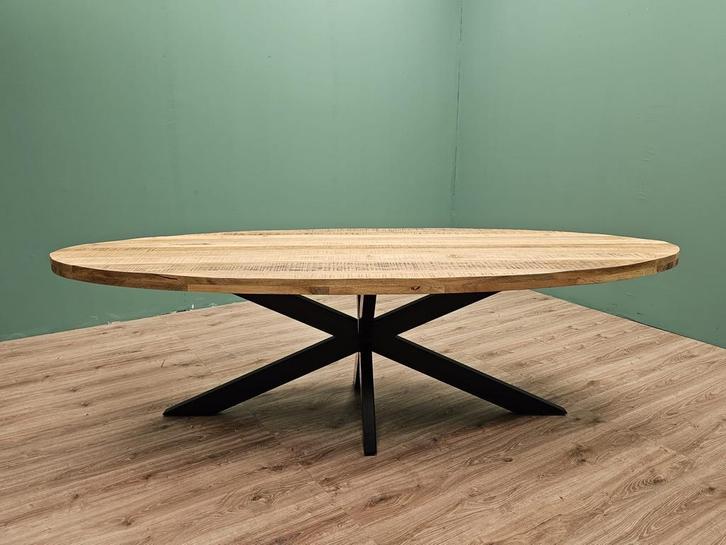 Eettafel Mangohout | Ovaal | 240cm |, Huis en Inrichting, Tafels | Eettafels, 100 tot 150 cm, 200 cm of meer, Ovaal, Nieuw, Overige houtsoorten