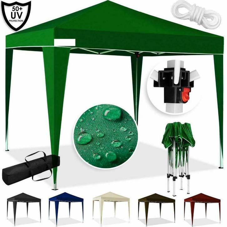 Partytent 3x3 Paviljoen Inklapbaar in 7 kleuren Easy Pop Up, Tuin en Terras, Partytenten, Minder dan 4 meter, Minder dan 5 meter