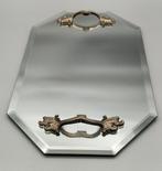 Dienblad - Glas, Messing - Spiegel dienblad, Antiek en Kunst