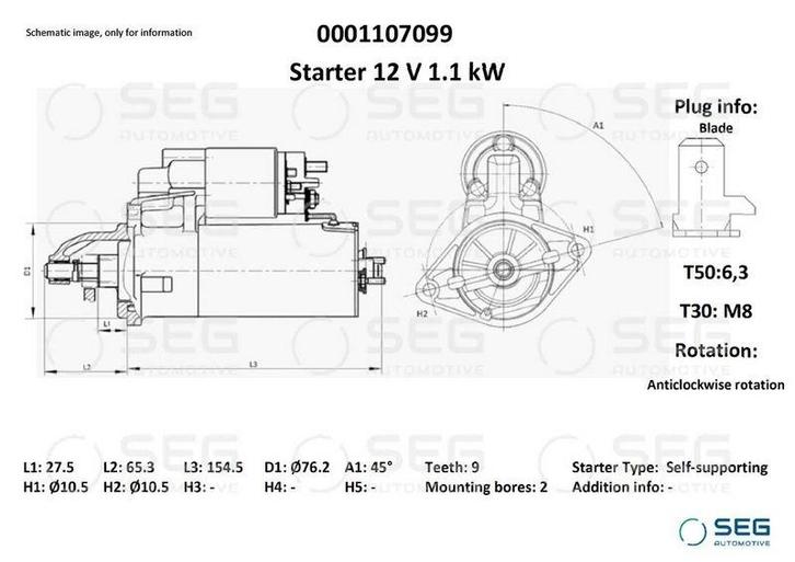Starter Lombardini 1.2 kw, Auto-onderdelen, Motor en Toebehoren, Verzenden