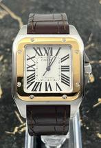 Cartier Santos 100, Sieraden, Tassen en Uiterlijk, Horloges | Heren, Overige merken, Goud, Zo goed als nieuw, Polshorloge