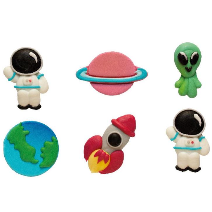 Suikerdecoratie Ruimte 2,3-4,5cm 6st., Hobby en Vrije tijd, Taarten en Cupcakes maken, Nieuw, Verzenden