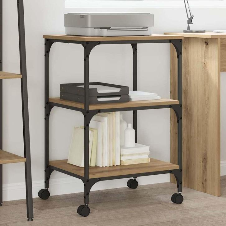 vidaXL Printerstand Artisan Eiken 50 x 41 x 75 cm Bewerkt, Computers en Software, Printers, Nieuw, Verzenden