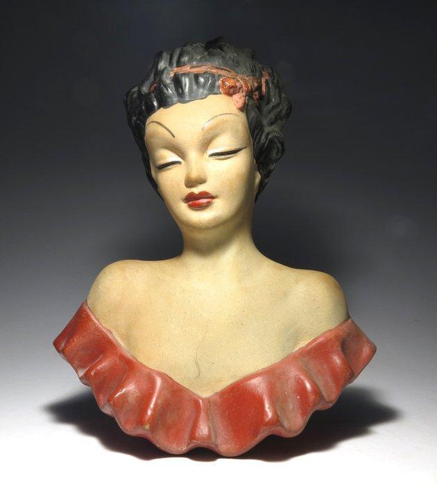 Dr Rezs Rank - Beeld, Art Deco Wall Mask - 21 cm -, Antiek en Kunst, Kunst | Designobjecten