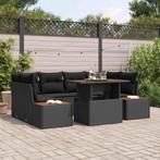 vidaXL Tuin Sofa Set met opslag 7 pcs Zwart Poly riet, Verzenden, Nieuw, Rotan