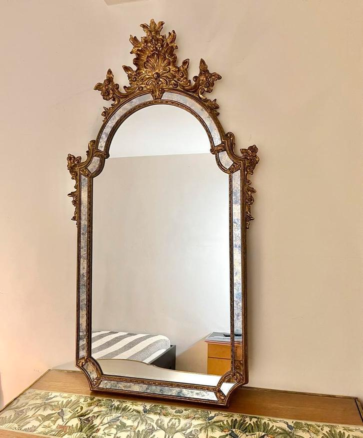 Luxe Kuifspiegel DeKnudt 118x64cm, Antiek en Kunst, Antiek | Spiegels, Ophalen of Verzenden