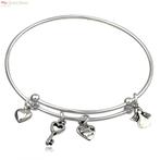 925 zilveren bangle met 4 bedels made with love, Verzenden, Nieuw, Zilver