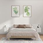 vidaXL Hoofdbord met kastjes bewerkt hout wit, Verzenden, Nieuw, Wit, Hout