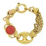 Armband - 18 karaat Geel goud Koraal - Carneool, Sieraden, Tassen en Uiterlijk, Antieke sieraden