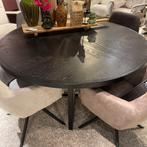 Eettafel Vinito Eikenfineer Zwart - Pronto Wonen, Nieuw, Eikenhout, Rond, 50 tot 100 cm