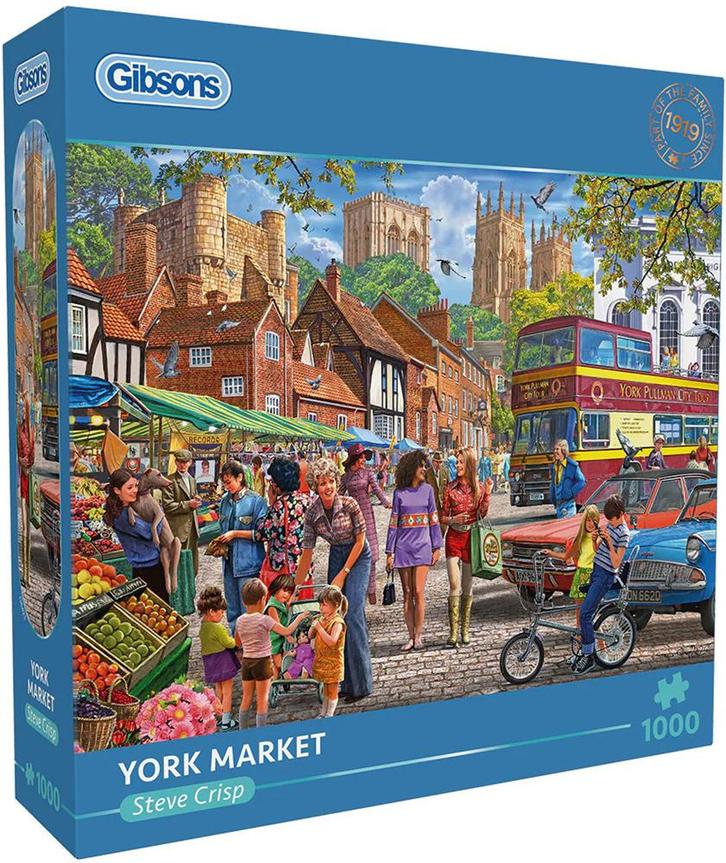 Steve Crisp - York Market Puzzel (1000 stukjes) | Gibsons -, Hobby en Vrije tijd, Denksport en Puzzels, Nieuw, Verzenden