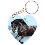 Sleutelhanger hartje 5x5cm - Fries Paard Zwart Galop op Stra, Verzamelen, Nieuw, Ophalen of Verzenden