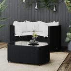 vidaXL 4-delige Loungeset met kussens poly rattan zwart, Tuin en Terras, 4 zitplaatsen, Nieuw, Loungeset, Verzenden