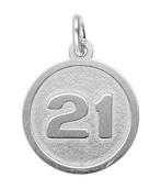 Zilveren cijfer 21 rond mat-glans kettinghanger, Sieraden, Tassen en Uiterlijk, Kettinghangers, Verzenden, Nieuw