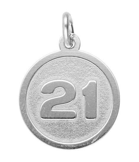 Zilveren cijfer 21 rond mat-glans kettinghanger, Sieraden, Tassen en Uiterlijk, Kettinghangers, Verzenden