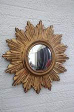 Wandspiegel - Hout - zonnespiegel met bol glas, Antiek en Kunst