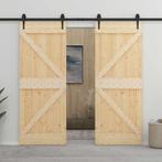 vidaXL Schuifdeur met beslag 80x210 cm massief grenenhout, Doe-het-zelf en Verbouw, Deuren en Horren, Verzenden, Nieuw