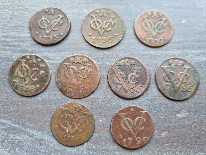 Nederland. VOC Duiten 1736/1790, 9 stuks (Zonder, Postzegels en Munten, Munten | Nederland