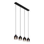 Moderne hanglamp zwart met smoke glas 4-lichts - Dame, Nieuw, Glas, Modern, 75 cm of meer