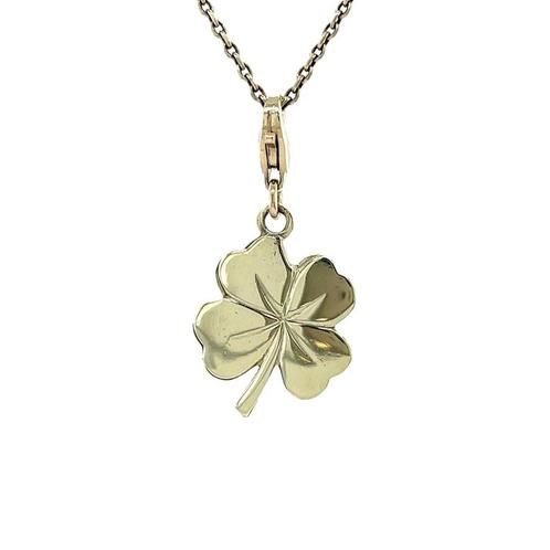 Gouden vintage klavertje vier hanger 14 krt, Sieraden, Tassen en Uiterlijk, Kettinghangers, Nieuw, Ophalen of Verzenden