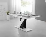 Eetkamertafel - Wit Zwart - Uitschuifbare eettafel 160x80x75, 50 tot 100 cm, Nieuw, 150 tot 200 cm, Modern