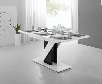 Eetkamertafel - Wit Zwart - Uitschuifbare eettafel 160x80x75