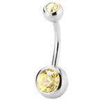 Fako Bijoux® - Navelpiercing - Kristal - Geel, Verzenden, Nieuw