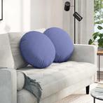vidaXL Zitkussens 2 pcs Jeans Blauw Ø50 x 19 cm Stof, Huis en Inrichting, Woonaccessoires | Kussens, Verzenden, Nieuw, Blauw