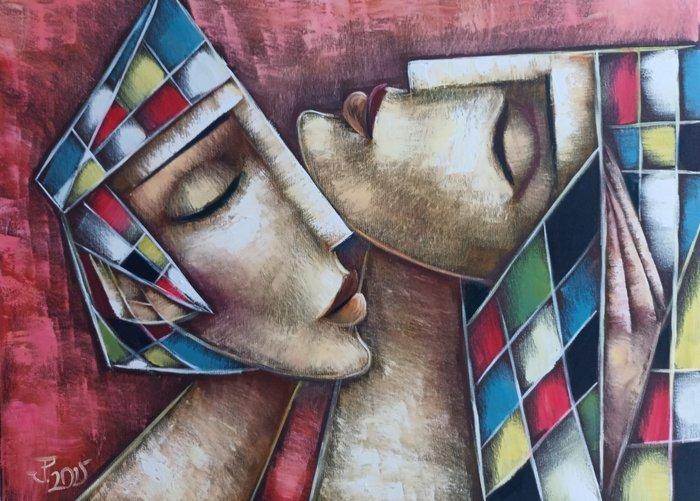 Jií Petr - The Lovers, ready to hang, Antiek en Kunst, Kunst | Schilderijen | Modern