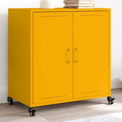 vidaXL Dressoir 68,5x39x72 cm staal mosterdgeel, Huis en Inrichting, Kasten | Dressoirs, 25 tot 50 cm, Nieuw, 50 tot 100 cm, Metaal