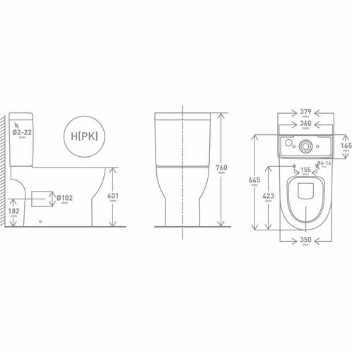 Duoblok Gustav Rimless (inclusief reservoir en zitting) PK, Doe-het-zelf en Verbouw, Sanitair, Ophalen of Verzenden