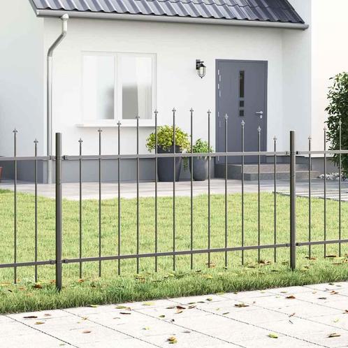 vidaXL Tuin Hek Grijs 340 x 100 cm, Tuin en Terras, Schuttingen, Nieuw, IJzer, Verzenden