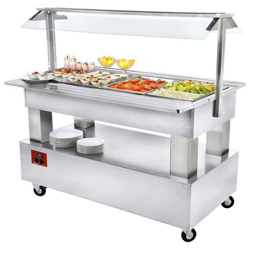 Buffet - Salad bar, gekoeld, 4x GN 1/1-150 (wit hout), Zakelijke goederen, Horeca | Keukenapparatuur, Verzenden