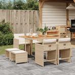 vidaXL 9-delige Tuinset met kussens poly rattan beige, Tuin en Terras, Tuinsets en Loungesets, Nieuw, 8 zitplaatsen, Tuinset, Verzenden