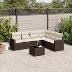 vidaXL 7-delige Loungeset met kussens poly rattan bruin, Tuin en Terras, Tuinsets en Loungesets, Verzenden, Nieuw, Loungeset